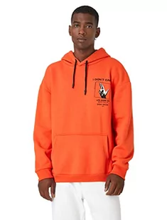 Koton Męska bluza z kapturem Slogan Printed, Pomarańczowy (202) - Bluzy męskie - miniaturka - grafika 1