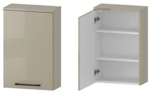 Szafka nad Pralkę RON 45 cm D Lewa - Cappuccino Wysoki Połysk - Uchwyty Czarne Matowe - Szafki łazienkowe - miniaturka - grafika 1