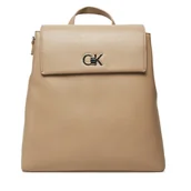 Plecaki - Plecak Calvin Klein Ck Flap Backpack With Conv Strap K60K613038 Beżowy - miniaturka - grafika 1