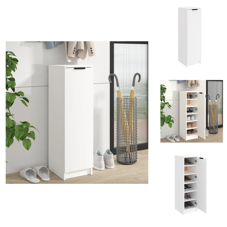 vidaXL Szafka na buty biała 30x35x100 cm materiał drewnopochodny - Półki i szafki na buty