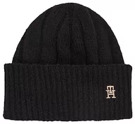 Czapki damskie - Tommy Hilfiger TH Ponadczasowa czapka beanie czarna, Czarny, Rozmiar uniwersalny - miniaturka - grafika 1