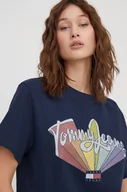 Koszulki sportowe damskie - Tommy Jeans t-shirt bawełniany damski kolor granatowy - miniaturka - grafika 1