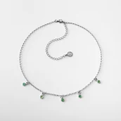 Łańcuszki - Naszyjnik choker łańcuszek z kamieniami naturalnymi : Kamień naturalny - płaski spód - zielony ciemny jadeit, Srebro - kolor pokrycia - Pokrycie pla.. - miniaturka - grafika 1