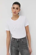 Koszulki sportowe damskie - Guess t-shirt bawełniany kolor biały - miniaturka - grafika 1