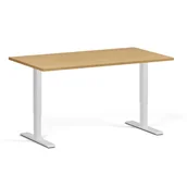 Biurka - Stół z regulacją wysokości, 1 silnik, 745 - 1235 mm, blat 1400 x 800 mm, podstawa biała, buk - miniaturka - grafika 1