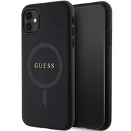 Etui i futerały do telefonów - Guess GUHMP13LPSAHMCK iPhone 13 Pro / 13 6.1" czarny/black hardcase Saffiano MagSafe - miniaturka - grafika 1