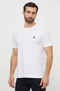 Koszulki męskie - Tommy Hilfiger t-shirt bawełniany męski kolor biały z aplikacją - grafika 1