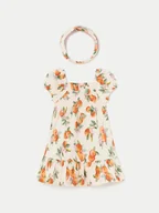 Sukienki i spódniczki dla dziewczynek - Mayoral Sukienka letnia 01923 Beżowy Regular Fit - miniaturka - grafika 1