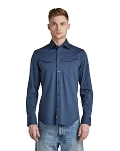 G-STAR RAW Męska koszula Slant Pocket Slim, Wielokolorowy (Dk Sea Blue Htr D21087-c965-c987), XS - Koszule męskie - miniaturka - grafika 1