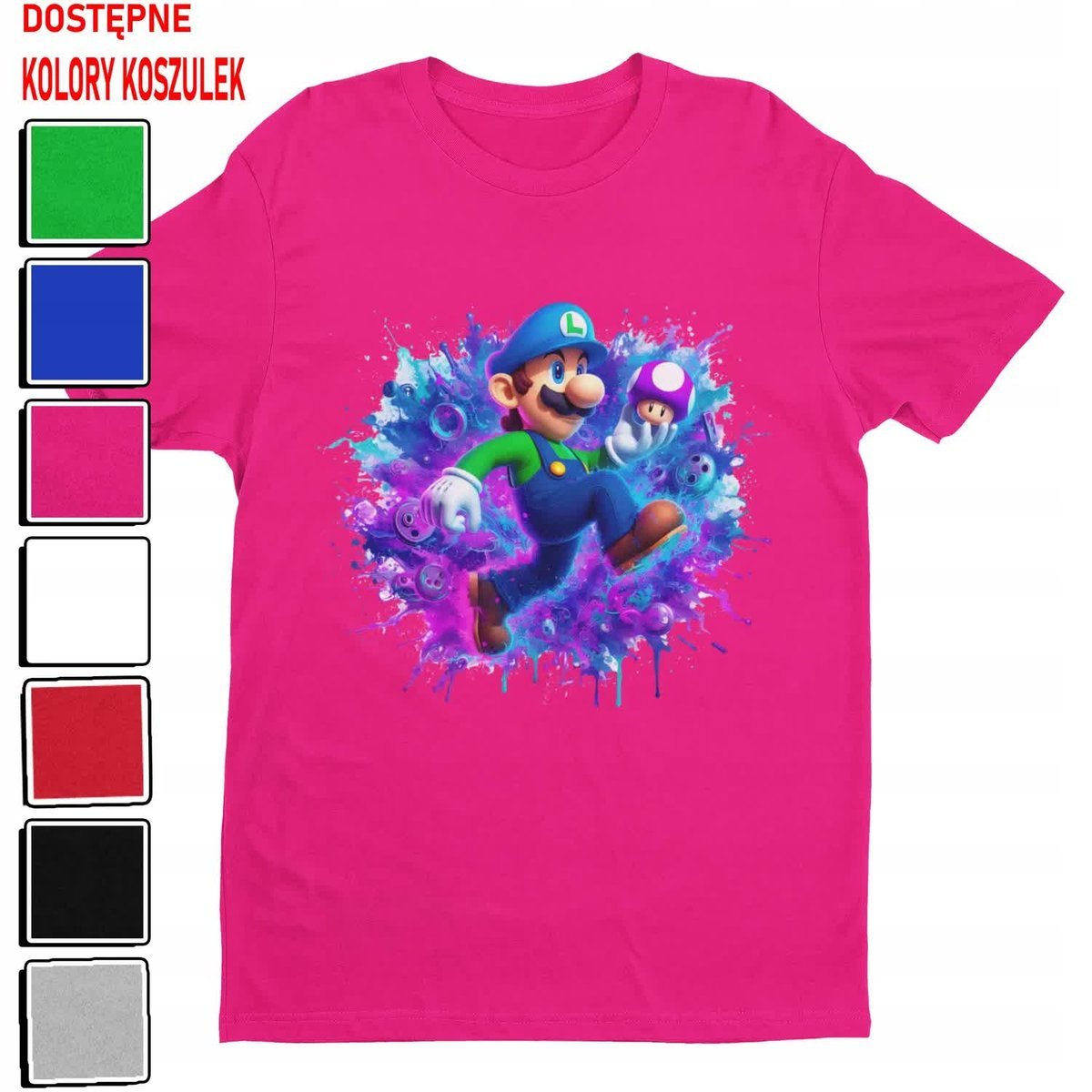 T-Shirt Koszulka Dziecięca Super Mario Bros Bajki Gry Luigi -L 146-152