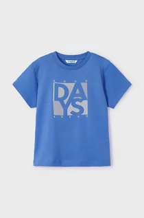 Koszulki dla chłopców - Mayoral t-shirt bawełniany dziecięcy kolor niebieski z nadrukiem - grafika 1