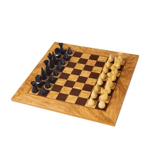 Olive Burl Szachy, zestaw 40x40cm z nowoczesnymi figurami Manopoulos - gra - Gry planszowe - miniaturka - grafika 1