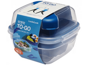 Pojemniki kuchenne - Kwadratowy lunchbox 950ml ze sztućcami LOCK & LOCK HSM8440TLB - miniaturka - grafika 1