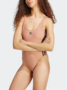 adidas Strój kąpielowy Adicolor 3-Stripes Swimsuit IC2282 Brązowy Slim Fit - Stroje kąpielowe - miniaturka - grafika 1