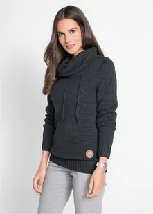 Sweter z golfem z troczkami - bonprix - Swetry damskie - miniaturka - grafika 1