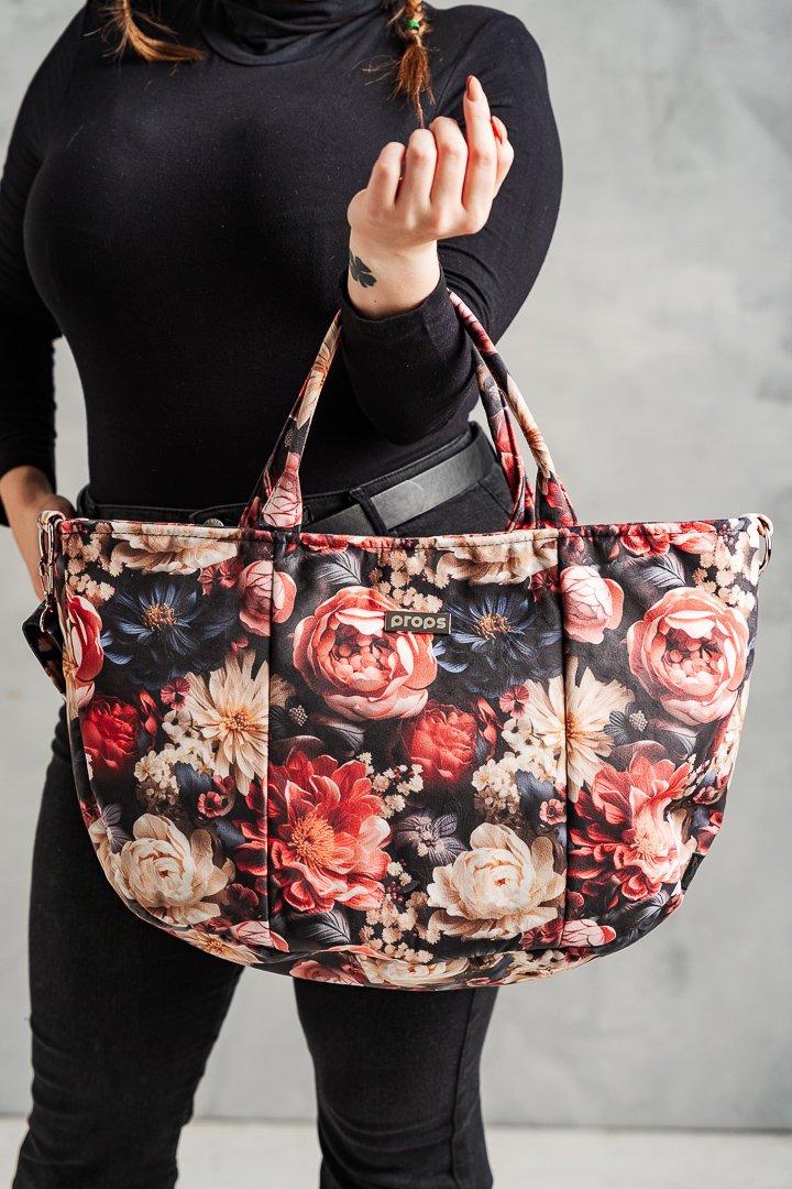 PROPS Torebka damska duża wzór kwiaty welurowa Kwiatowa Symfonia