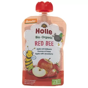 Holle Baby Mus owocowy Czerwona Pszczółka jabłko truskawka - 100 g L009 - Desery dla dzieci - miniaturka - grafika 1
