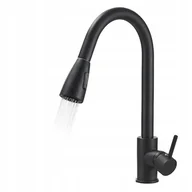 Baterie kuchenne - CZARNA BATERIA KUCHENNA Z WYCIĄGANĄ WYLEWKĄ KRAN - miniaturka - grafika 1