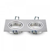Oprawy, klosze i abażury - v-tac Oprawa Oczko V-TAC Aluminiowa Odlew 2xGU10 Kwadrat Aluminium Szczotkowane VT-783 - miniaturka - grafika 1