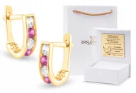 Biżuteria dla dzieci - ZŁOTE KOLCZYKI CYRKONIE CHRZEST KOMUNIA ŚWIĘTA 333 - miniaturka - grafika 1