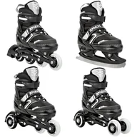 Łyżwy - Rolki Łyżwy Wrotki 4w1 Regulowane RAVEN Helixi Black/Grey 30-33 Kółka LED - miniaturka - grafika 1