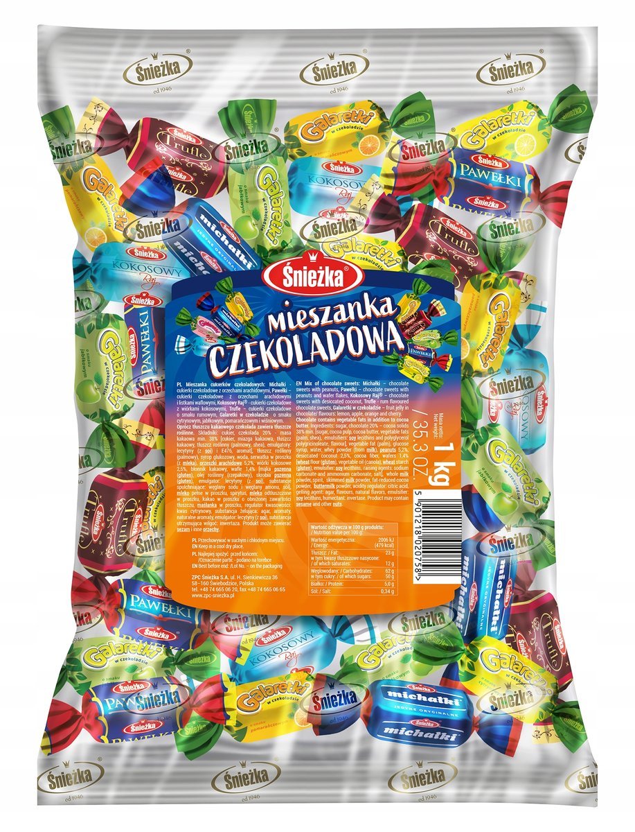 Śnieżka Cukierki Mieszanka Czekoladowa 1 kg 1000g