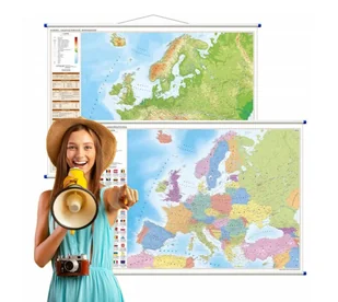 Europa - mapa ścienna polityczna i fizyczna dwustronna 1:6 500 000 - Mapy i plansze edukacyjne - miniaturka - grafika 1