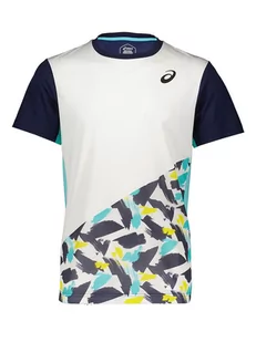 asics Koszulka sportowa "Court Graphic" w kolorze granatowym ze wzorem - Koszulki sportowe męskie - miniaturka - grafika 1