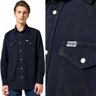 Koszule męskie - Wrangler WESTERN SHIRT Midnight Rodeo GRANATOWA KOSZULA JEANSOWA REGULAR XL - miniaturka - grafika 1