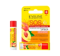 Balsamy do ust - EVELINE SOS ARGAN OIL ODŻYWCZO-REGENERUJĄCY BALSAM DO UST SPF15 PEACH SORBET 13,9G - miniaturka - grafika 1