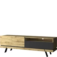 Szafki RTV - Szafka RTV 2D1S/160 Street Mebel Bos Dąb Navarra, Czarny - miniaturka - grafika 1