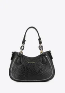 Torebki damskie - Torebka bagietka z imitacji skóry z kontrastowym przeszyciem czarna - miniaturka - grafika 1