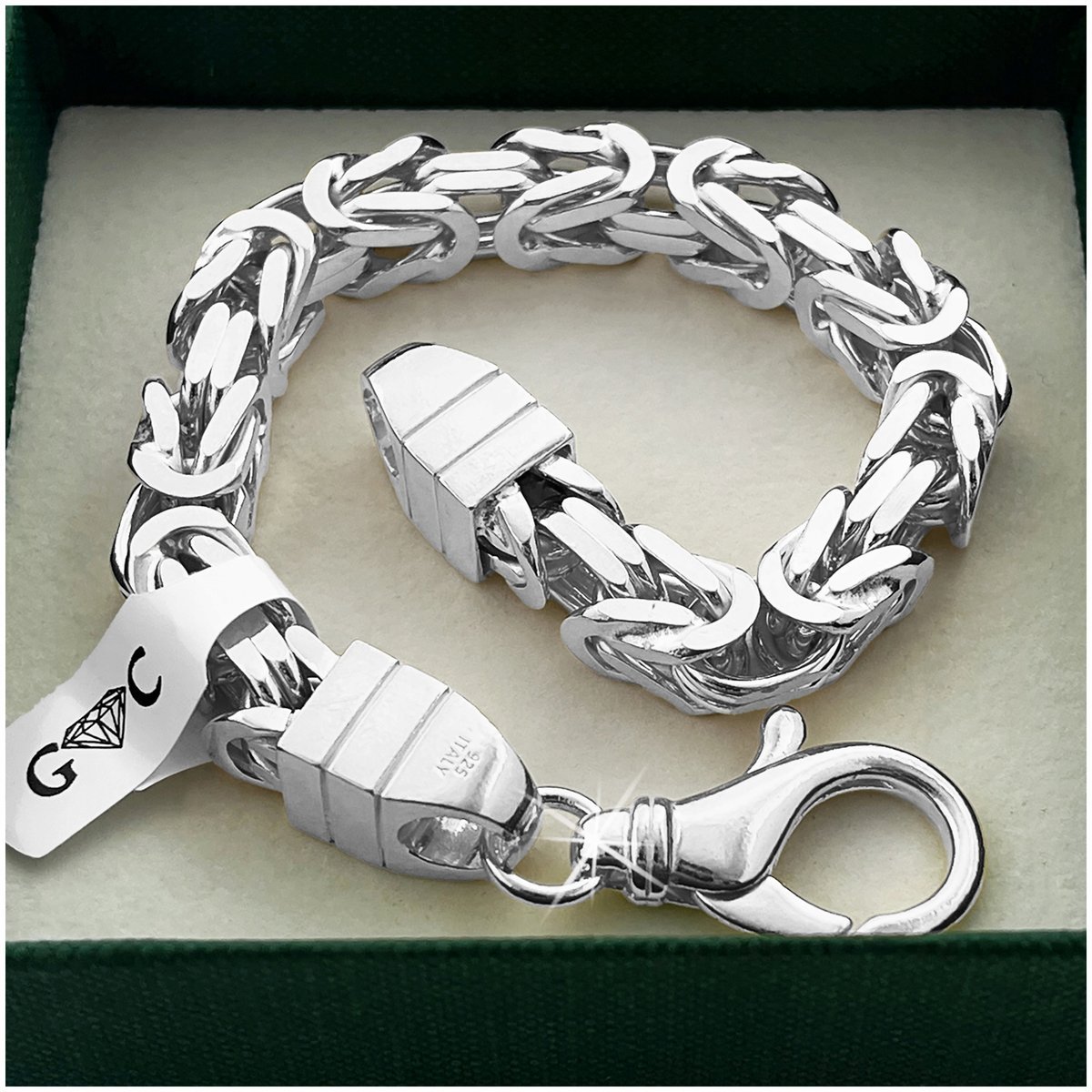 GRUBA MĘSKA BRANSOLETA SPLOT KRÓLEWSKI, BIZANTYNA, RĘCZNA ROBOTA 8mm pr 925