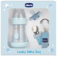 Butelki dla niemowląt - Chicco Zestaw dla noworodka butelka, smoczek, tasiemka Niebieski - miniaturka - grafika 1