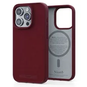 Etui i futerały do telefonów - Njord byELEMENTS Suede Etui zamszowe do iPhone 15 Pro z MagSafe - Czerwone - miniaturka - grafika 1