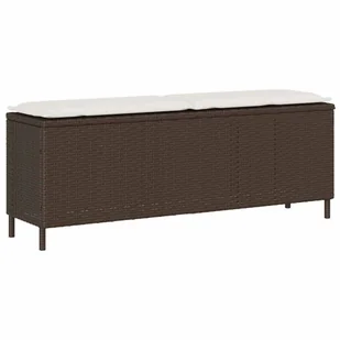 vidaXL Ławka ogrodowa z poduszką Szara 110x30x40,5 cm Polirattan - Ławki ogrodowe - miniaturka - grafika 1
