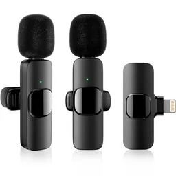 Apexel Bezprzewodowe mikrofony Wireless Lavalier do iPhone, czarne - Głośniki przenośne - miniaturka - grafika 1