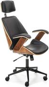 Fotele i krzesła biurowe - Halmar Fotel biurowy skórzany IGNAZIO - czarny - miniaturka - grafika 1