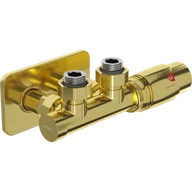 Zawory i kraniki - Mexen G00 zestaw termostatyczny kątowy z maskownicą S, Duplex, DN50, złoty - W907-900-910-50 - miniaturka - grafika 1
