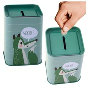 Skarbonki - Skarbonka Lisek Metalowa Nauka Oszczędzania Zielona 11x8cm - miniaturka - grafika 1