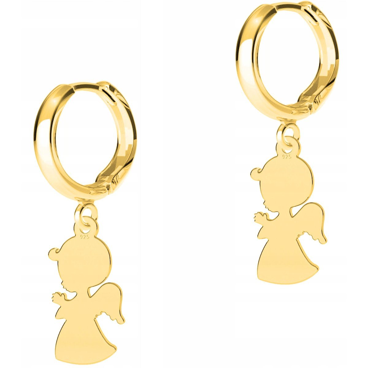 Złote Kolczyki Anioły Chłopiec Aniołki Angel Anioł Stróż SREBRO 925