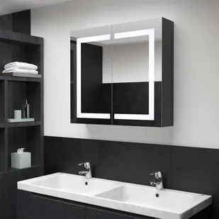 VidaXL Lumarko Szafka łazienkowa z lustrem i LED, 80x12,2x68 cm 325545 VidaXL - Szafki łazienkowe - miniaturka - grafika 1