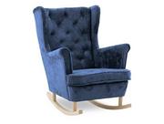 Fotele - Bujany fotel uszak, glamour, Arula, 81x113x106 cm, granatowy - miniaturka - grafika 1