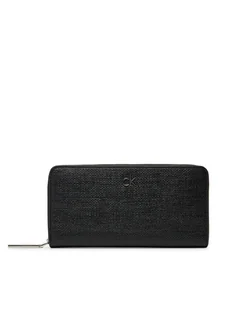 Calvin Klein Duży Portfel Damski Ck Daily Large Zip Around_Tex K60K612960 Czarny - Portfele - miniaturka - grafika 1