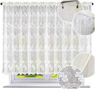 Firana gotowa prosta z markizety 180x400 Firany kwiaty firany do salonu - Firany - miniaturka - grafika 1