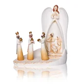 Ozdoby bożonarodzeniowe - SZOPKA bożonarodzeniowa z aniołem | podświetlenie LED | Kolekcja Bianco | ANIOŁ ze Świętą Rodziną | Trzej Królowie - miniaturka - grafika 1