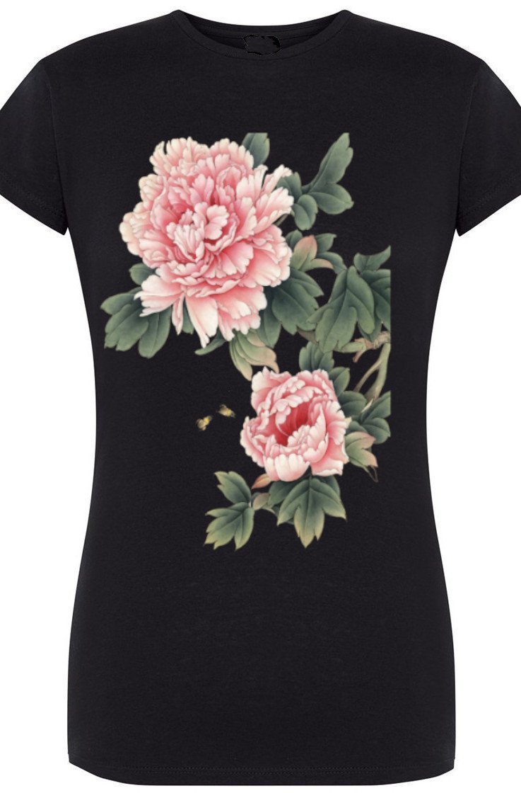 T-Shirt Damski Modny Kwiaty Nadruk Rozm.XXL