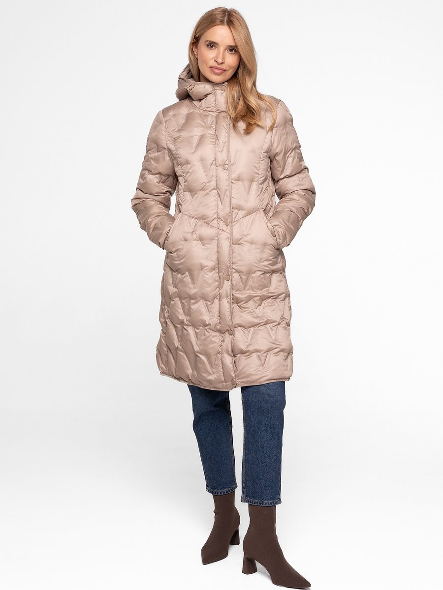PIKOWANA OCIEPLANA KURTKA DAMSKA Z REGULOWANYM KAPTUREM