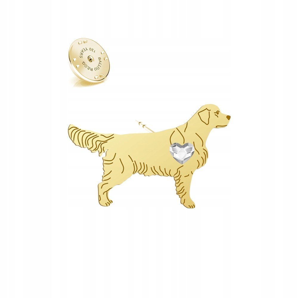 Wpinka Złota z psem Golden Retriever 925 Prezent Kobieta DEDYKACJA GRATIS