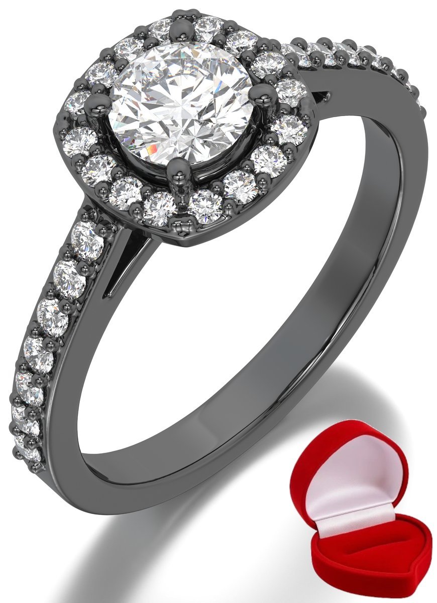 ZŁOTY PIERŚCIONEK ZARĘCZYNOWY 585 14k SZAFIR 0,50 ct CZARNE ZŁOTO R16